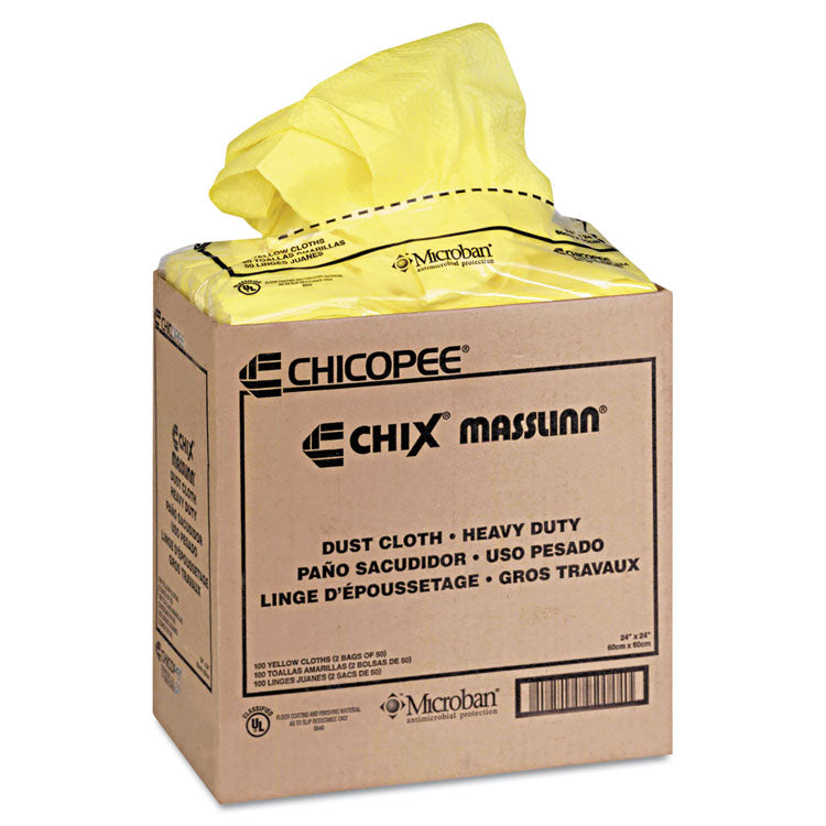 Chix® Masslinn Dust Cloths, 1-Ply, 24 x 24, Unscented, Yellow, 30/Bag, 5 Bags/Carton (CHI8673) 5 Boxes of 30