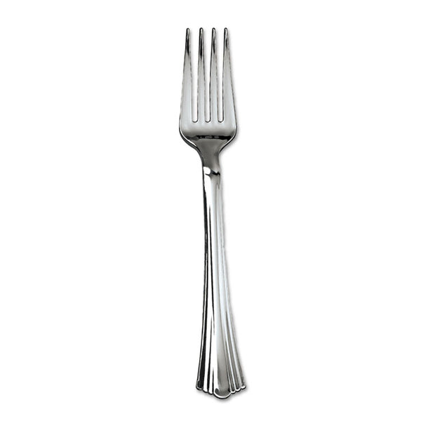 WNA Heavyweight Plastic Forks, Reflections Design, Silver, 600/Carton (WNA610155)