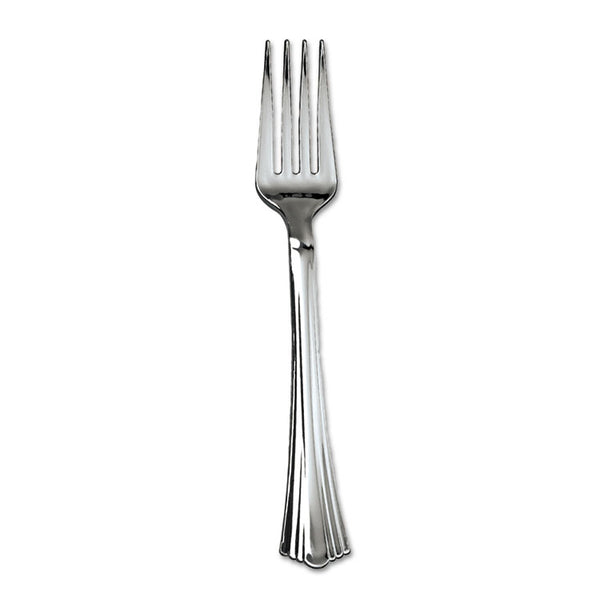 WNA Heavyweight Plastic Forks, Reflections Design, Silver, 600/Carton (WNA610155) Case of 600