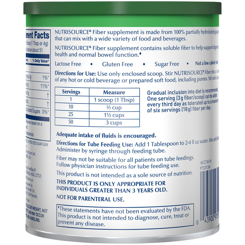 Nutrisource® Fiber Oral Supplement Unflavored Powder 7.2 oz. Canister (777274_EA) 1/EA