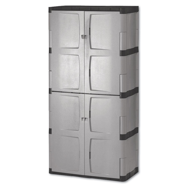 Rubbermaid® Double-Door Storage Cabinet - Base/Top, 36w x 18d x 72h, Gray/Black (RUB7083)