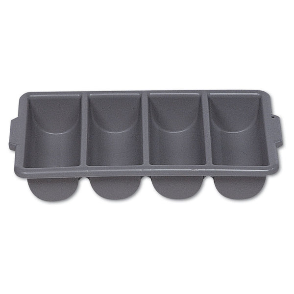 Rubbermaid® Commercial Cutlery Bin, 4 Compartments, Plastic, 11.5 x 21.25 x 3.75, Plastic, Gray (RCP3362GRA)