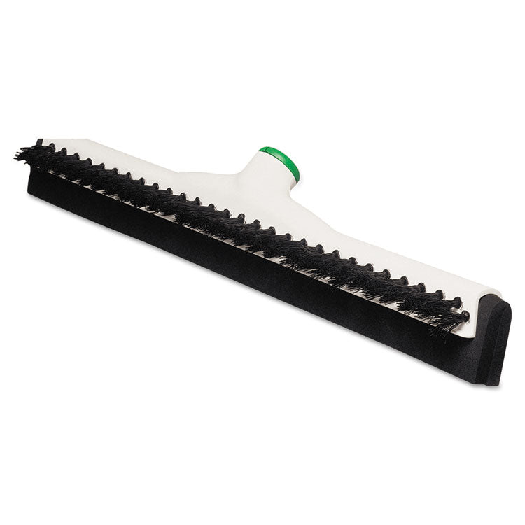 Unger® Sanitary Brush with Squeegee, Black Polypropylene Bristles, 18" Brush, Moss Plastic Handle (UNGPB45A) Each
