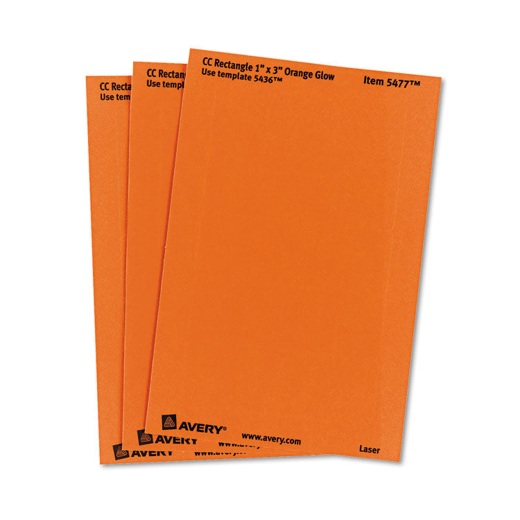 Avery® Printable Self-Adhesive Removable Color-Coding Labels, 1 x 3, Neon Orange, 5/Sheet, 40 Sheets/Pack, (5477) (AVE05477) Pack of 200