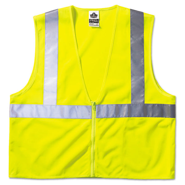 ergodyne® GloWear 8210Z Class 2 Economy Vest, Polyester Mesh, Large to X-Large, Lime (EGO21055) Each