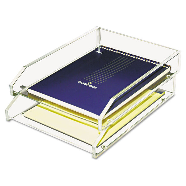 Kantek Clear Acrylic Letter Tray, 2 Sections, Letter Size Files, 10.5" x 13.75" x 2.5", Clear, 2/Pack (KTKAD15) Each