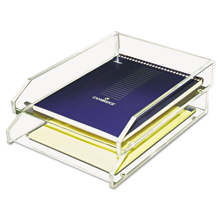 Kantek Clear Acrylic Letter Tray, 2 Sections, Letter Size Files, 10.5" x 13.75" x 2.5", Clear, 2/Pack (KTKAD15) Each