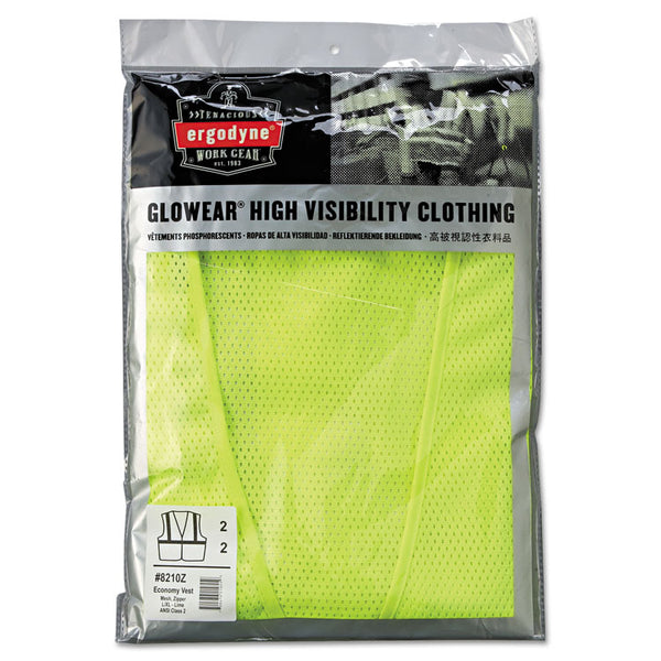 ergodyne® GloWear 8210Z Class 2 Economy Vest, Polyester Mesh, Large to X-Large, Lime (EGO21055) Each