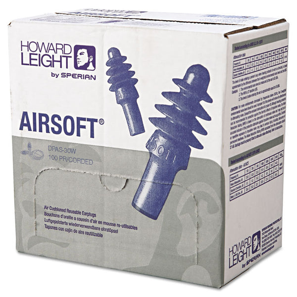 Howard Leight® by Honeywell DPAS-30W AirSoft Multiple-Use Earplugs, 27NRR, White Nylon Cord, BE, 100 Pairs (HOWDPAS30W) Box of 100 Pairs