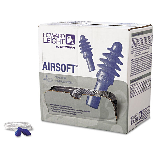 Howard Leight® by Honeywell DPAS-30W AirSoft Multiple-Use Earplugs, 27NRR, White Nylon Cord, BE, 100 Pairs (HOWDPAS30W) Box of 100 Pairs