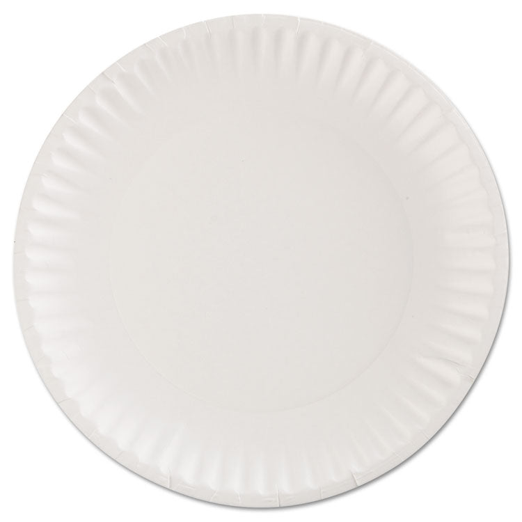 AJM Packaging Corporation Gold Label Coated Paper Plates, 9" dia, White, 100/Pack, 10 Packs/Carton (AJMCP9GOEWH)