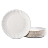 AJM Packaging Corporation Gold Label Coated Paper Plates, 9" dia, White, 100/Pack, 10 Packs/Carton (AJMCP9GOEWH)