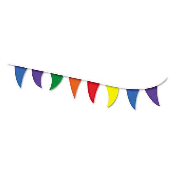 COSCO Strung Flags, Pennant, 30 ft, Assorted Bright Colors (COS098182)
