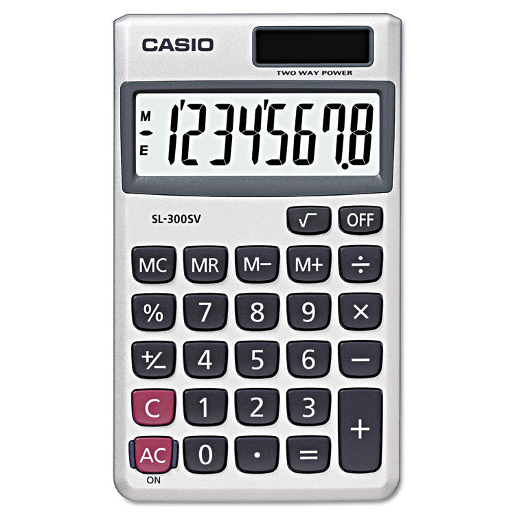 Casio® SL-300SV Handheld Calculator, 8-Digit LCD (CSOSL300SV) Each