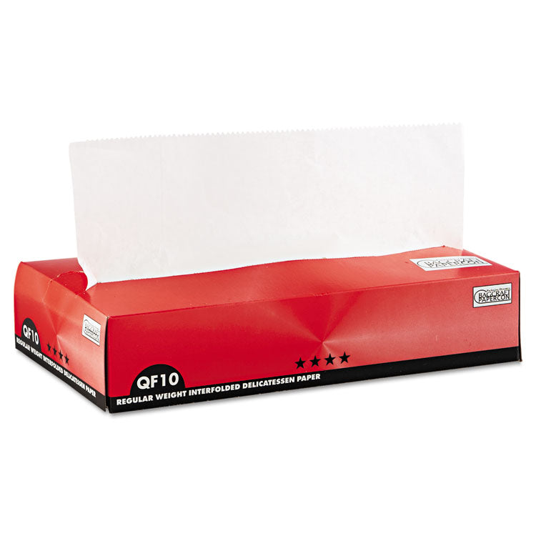 Bagcraft QF10 Interfolded Dry Wax Deli Paper, 10 x 10.25, White, 500/Box, 12 Boxes/Carton (BGC011010) Case of 12 Boxes