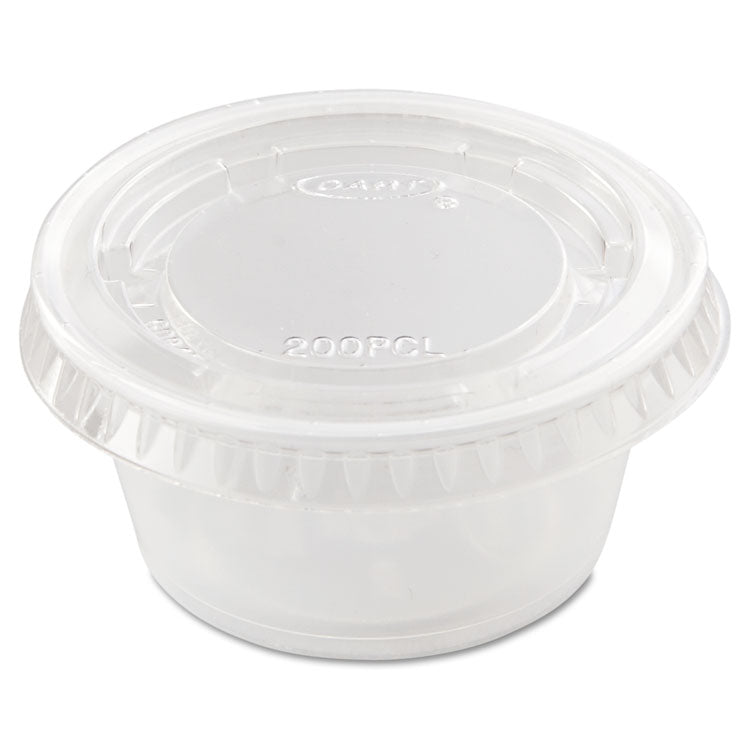 Dart® Portion/Souffle Cup Lids, PET, Fits 1.5 oz to 2.5 oz Cups, Clear, 2,500/Carton (DCCPL200N)