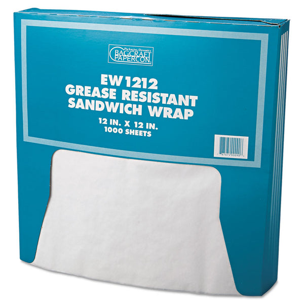 Bagcraft Grease-Resistant Paper Wraps and Liners, 12 x 12, White, 1,000/Box, 5 Boxes/Carton (BGC057012) Case of 5000