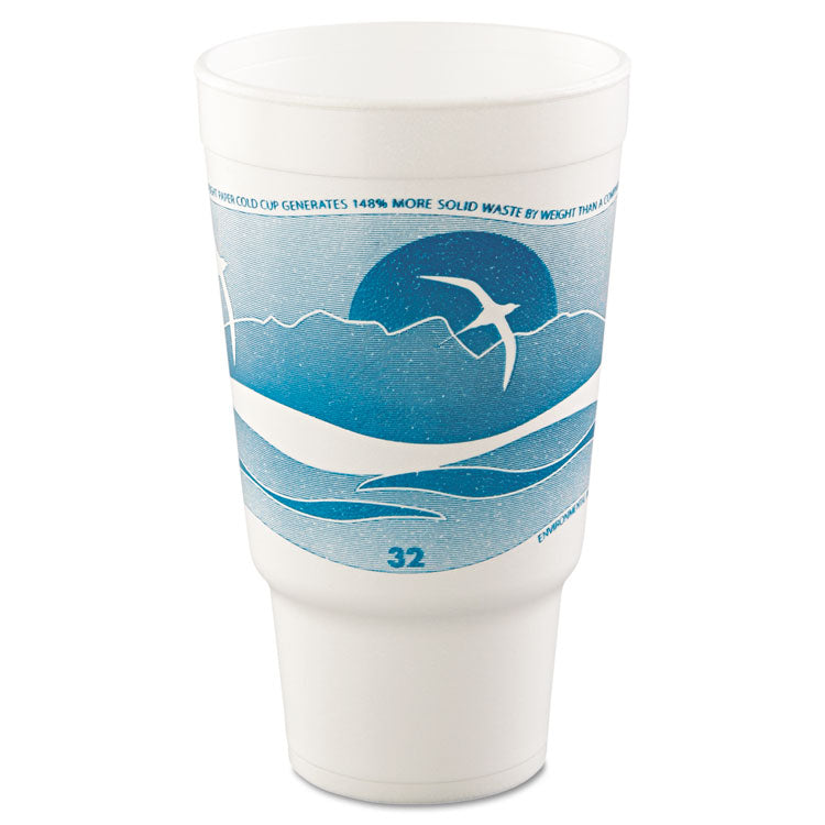 Dart® Horizon Hot/Cold Foam Drinking Cups, 32 oz, Teal/White, 16/Bag, 25 Bags/Carton (DCC32AJ20H) Case of 400