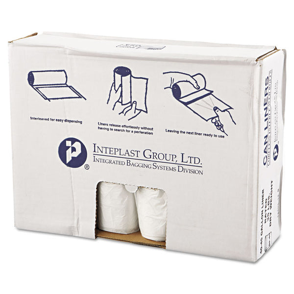 Inteplast Group High-Density Commercial Can Liners Value Pack, 45 gal, 11 microns, 40" x 46", Clear, 25 Bags/Roll, 10 Rolls/Carton (IBSVALH4048N12)