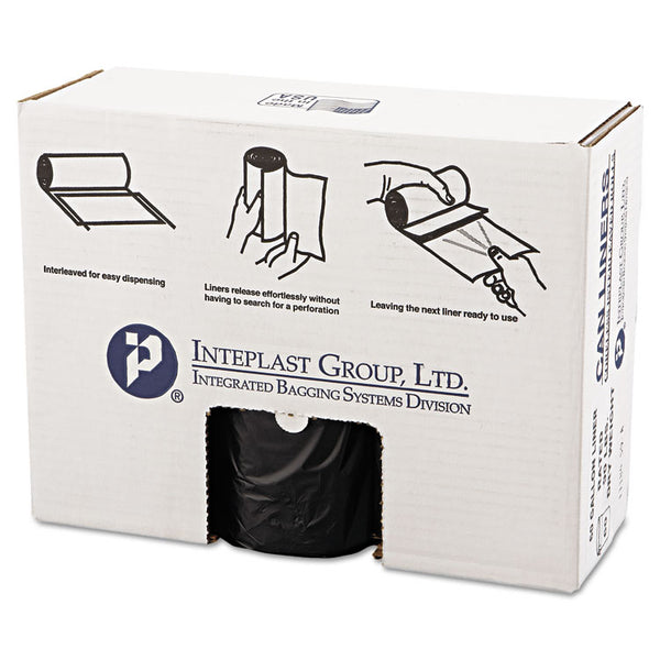 Inteplast Group High-Density Commercial Can Liners Value Pack, 60 gal, 19 microns, 38" x 58", Black, 25 Bags/Roll, 6 Rolls/Carton (IBSVALH3860K22)