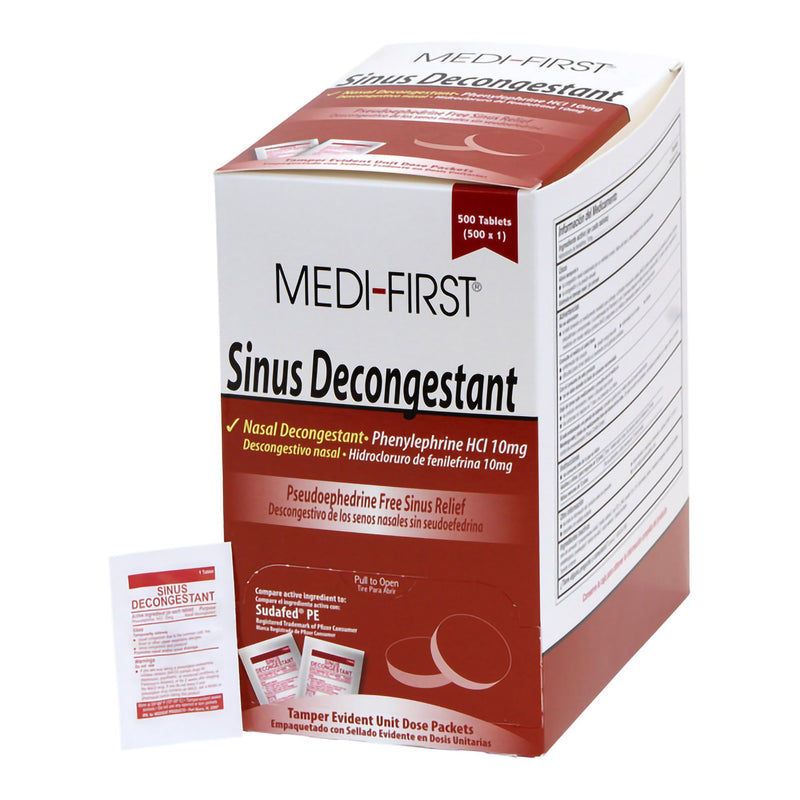 Medi-First® Sinus Relief 10 mg Strength Tablet 500 per Box (630989_BX) 1/BX
