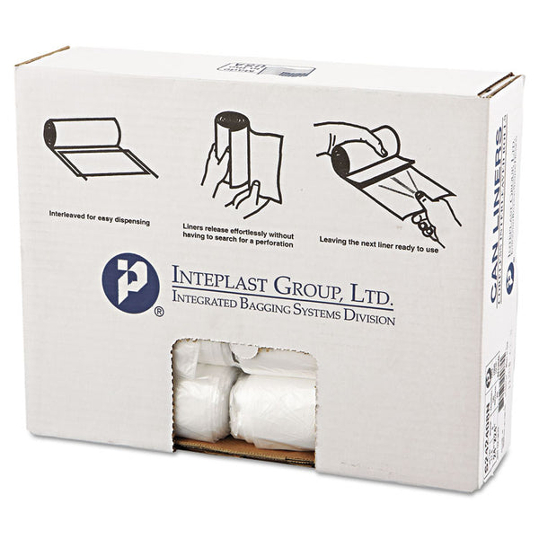Inteplast Group High-Density Commercial Can Liners, 10 gal, 8 microns, 24" x 24", Natural, 50 Bags/Roll, 20 Rolls/Carton (IBSS242408N)