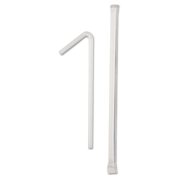Dixie® Wrapped Flex Straws, 7.75", Polypropylene, White, 10,000/Carton (DXEFXW7)