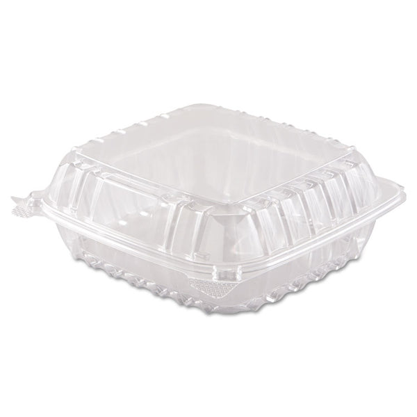 Dart® ClearSeal Hinged-Lid Plastic Containers, 8.3 x 8.3 x 3, Clear, Plastic, 250/Carton (DCCC90PST1)