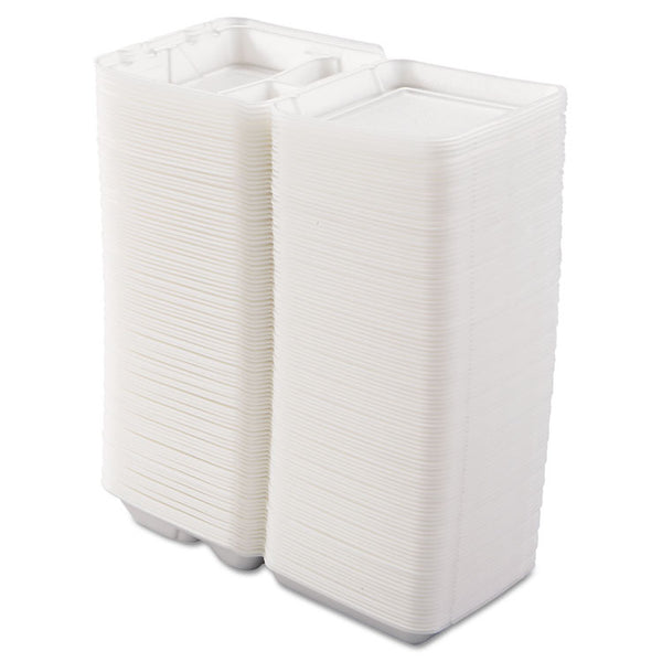 Dart® Foam Hinged Lid Containers, 3-Compartment, 7.5 x 8 x 2.3, White, 200/Carton (DCC80HT3R)