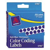 Avery® Handwrite-Only Permanent Self-Adhesive Round Color-Coding Labels in Dispensers, 0.25" dia, Dark Blue, 450/Roll, (5793) (AVE05793)