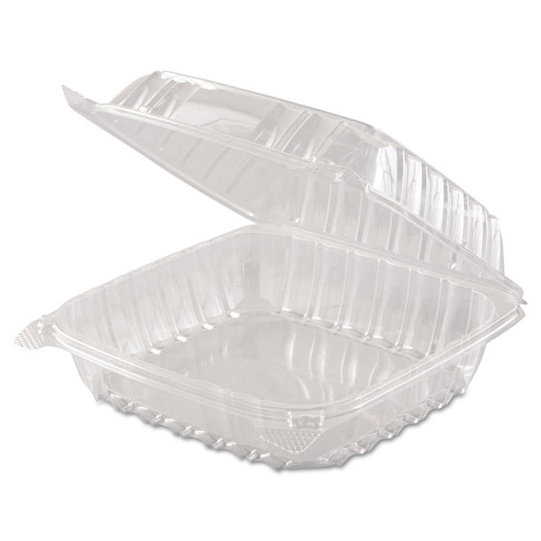 Dart® ClearSeal Hinged-Lid Plastic Containers, 8.3 x 8.3 x 3, Clear, Plastic, 250/Carton (DCCC90PST1)