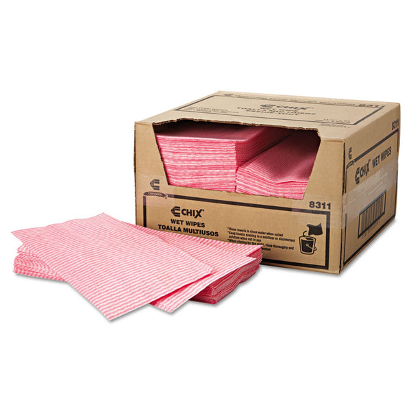 Chix® Wet Wipes, 11.5 x 24, White/Pink, 200/Carton (CHI8311) Box of 200