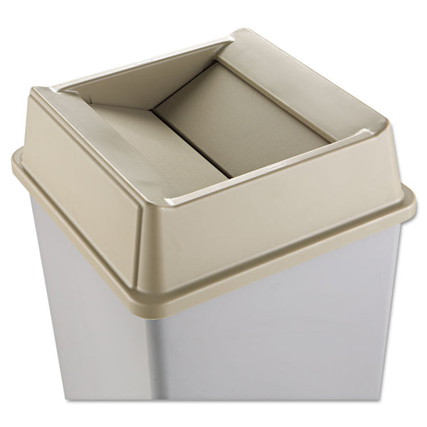 Rubbermaid® Commercial Untouchable Square Swing Top Lid, Plastic, 20.13w x 20.13d x 6.25h, Beige (RCP2664BEI) Each