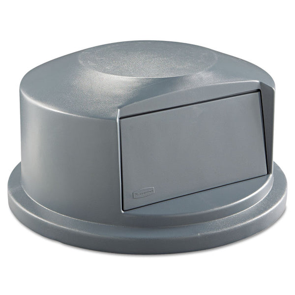 Rubbermaid® Commercial Round BRUTE Dome Top Receptacle, Push Door for 44 gal Containers, 24.81" Diameter x 12.63h, Gray (RCP264788GRA)