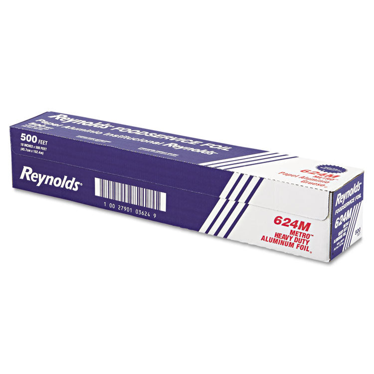 Reynolds Wrap® Metro Aluminum Foil Roll, Heavy Duty Gauge, 18" x 500 ft, Silver (RFP624M) Each