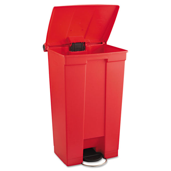 Rubbermaid® Commercial Indoor Utility Step-On Waste Container, 23 gal, Plastic, Red (RCP6146RED)