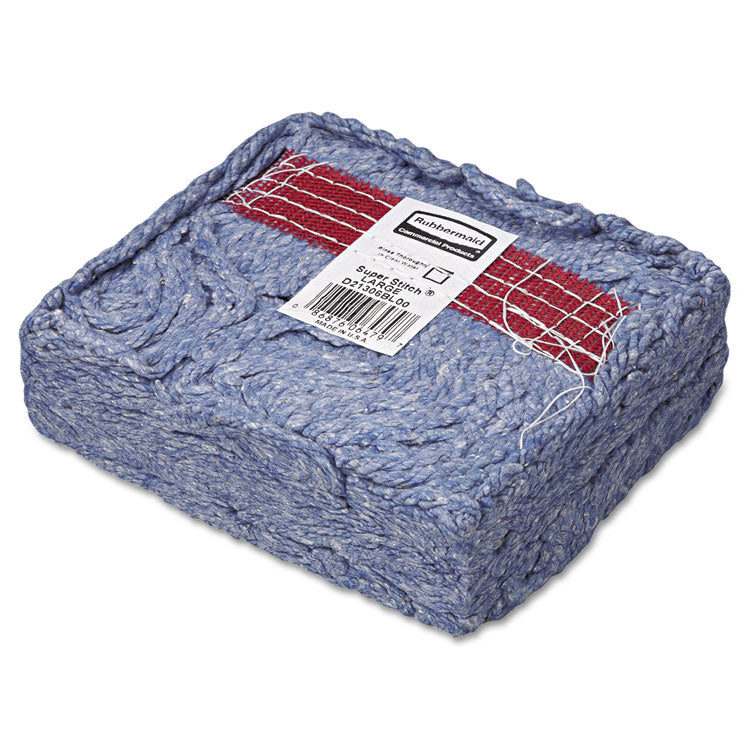 Rubbermaid® Commercial Super Stitch Blend Mop Head, Large, Cotton/Synthetic, Blue, 6/Carton (RCPD213BLU) Case of 6