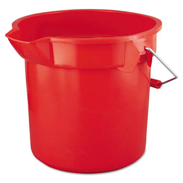 Rubbermaid® Commercial BRUTE Round Utility Pail, 14 qt, Plastic, Red, 12" dia (RCP2614RED)