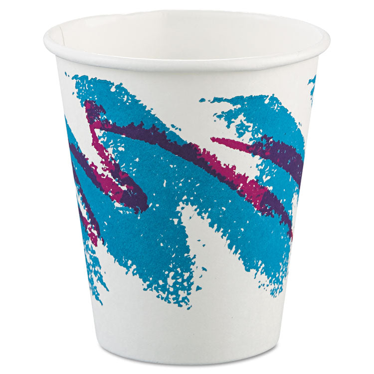 SOLO® Jazz Paper Hot Cups, 6 oz, White/Green/Purple, 50/Bag, 20 Bags/Carton (SCC376JZJ)