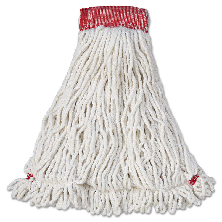Rubbermaid® Commercial Web Foot Wet Mop Head, Shrinkless, Cotton/Synthetic, White, Large, 6/Carton (RCPA253WHI)