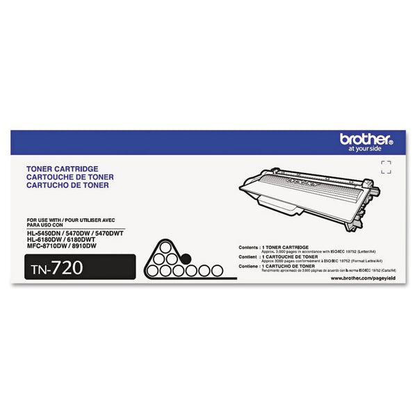 Brother TN720 Toner, 3,000 Page-Yield, Black (BRTTN720)