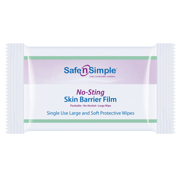 Safe N Simple™ No-Sting Skin Barrier Wipe 60% / 20% Strength Purified Water / Polyvinylpyrrolidone / Glycerin / Propylene Glycol Individual Packet Large NonSterile (1074722_CS) 600/CS