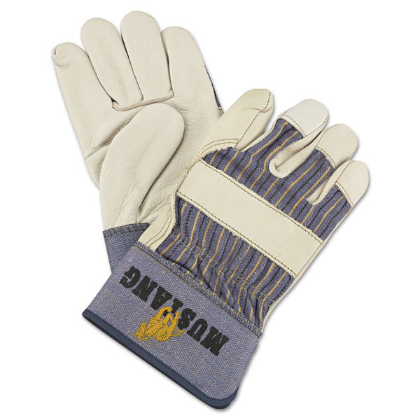 MCR™ Safety Mustang Leather Palm Gloves, Blue/Cream, Large, 12 Pairs (MPG1935L) Case of 12