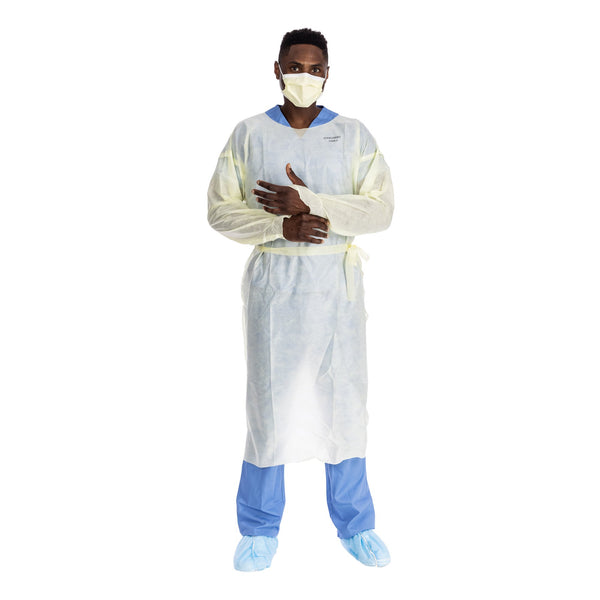 Halyard Basics Protective Procedure Gown Large Yellow NonSterile AAMI Level 2 Disposable (1204460_BG) 10/BG