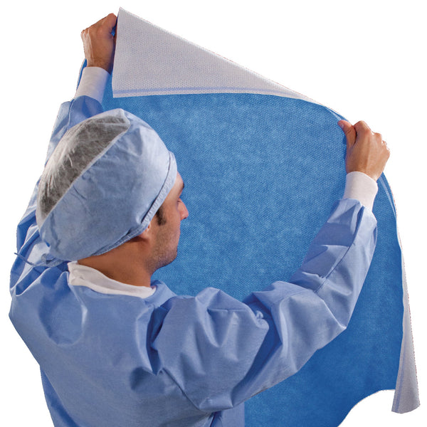 QUICK CHECK* H300 Sterilization Wrap White / Blue 24 X 24 Inch Dual Layer SMS Polypropylene Steam / EO Gas / Hydrogen Peroxide (860076_BG) 120/BG