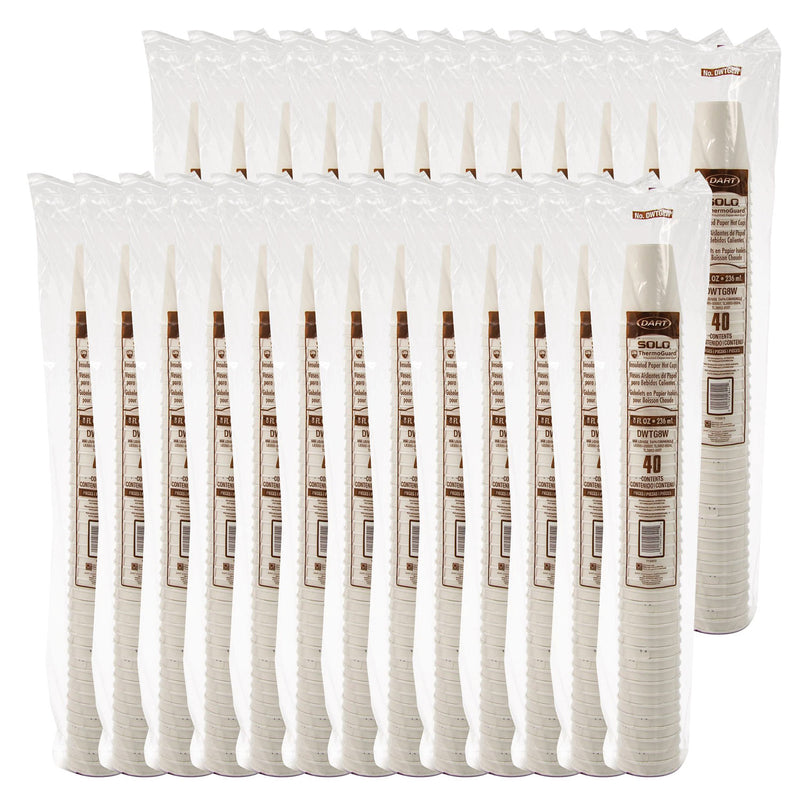 SOLO® Thermoguard Insulated Paper Hot Cups, 8 oz, White Sustainable Forest Design, 40/Pack (DCCDWTG8WPK) Pack of 40