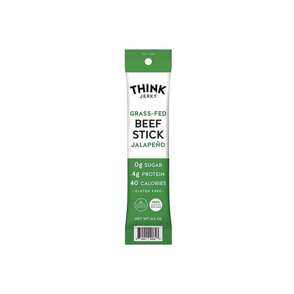 Think Jerky Jalapeno 100% Grass-Fed Beef Sticks, 1 oz Individually Wrapped Sticks, 20/Carton (GRR33700003) Case of 20