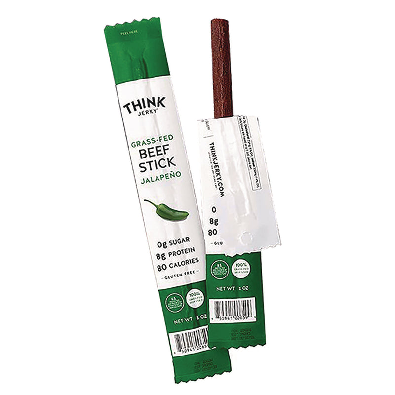 Think Jerky Jalapeno 100% Grass-Fed Beef Sticks, 1 oz Individually Wrapped Sticks, 20/Carton (GRR33700003) Case of 20