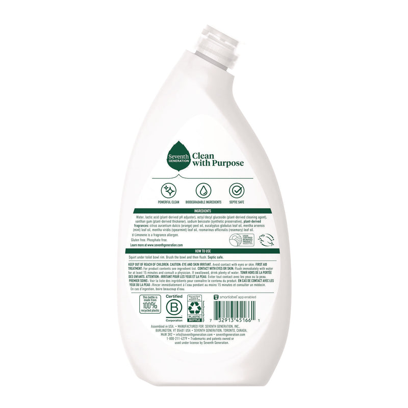 Seventh Generation Toilet Bowl Cleaner, Fresh Mint Scent, 24 oz Bottle, 4/Carton (SEV45166CT) Case of 4
