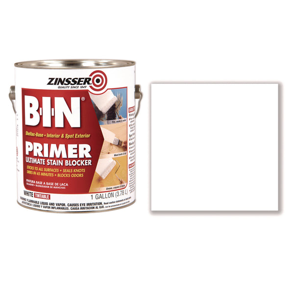 Zinsser® BIN Shellac-Base Interior and Spot Exterior Primer, Interior, Flat White, 1 gal Bucket/Pail, 4/Carton (RST901) Case of 4